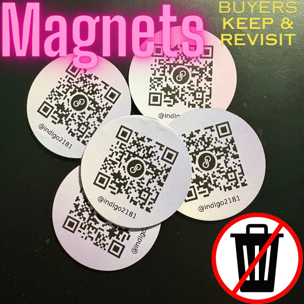 25 Custom 2” QR Code Magnets Handmade Colorful Choices Purple Green Orange